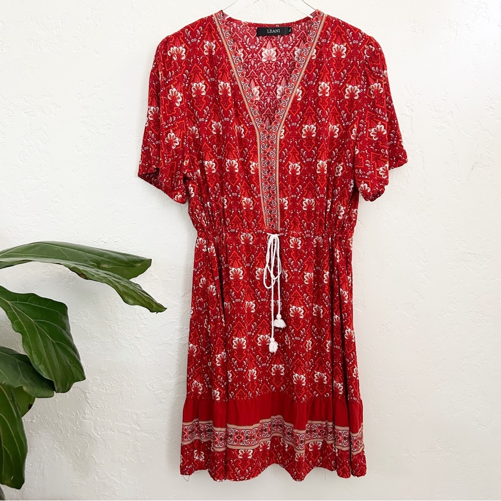 Leani Short Sleeve V-neck Midi Dress Size XL